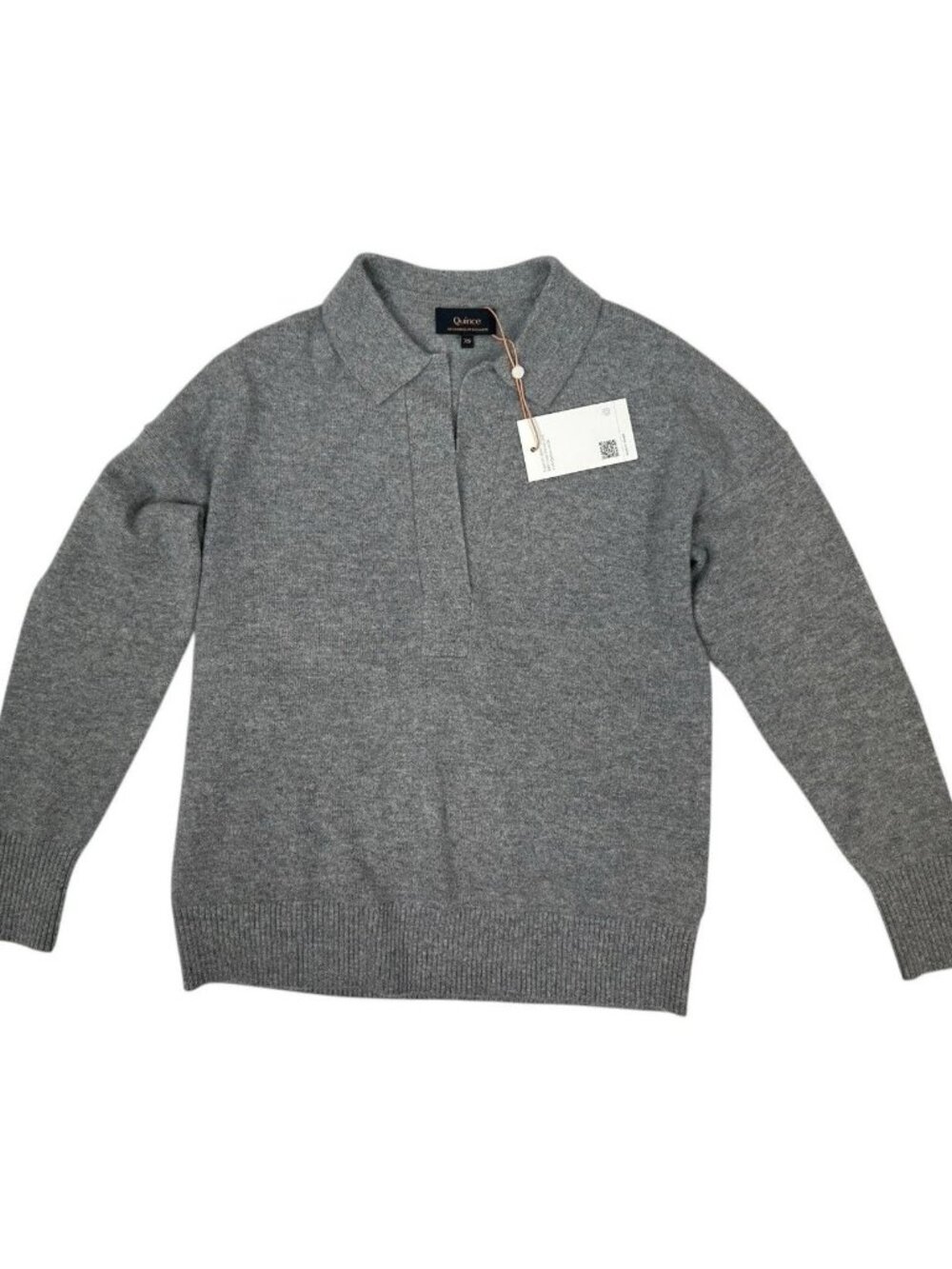 Quince Cashmere Sweater Womens XS Gray Soft Knit Lightweight Collared Pullover